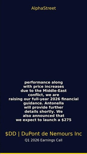 $DD Q1 2026 — $DD beats Q1 guidance with 2% organic growth, 130bps margin
