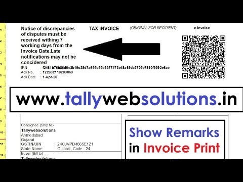 (Buy TDL Source Code Rs.40) Show Remarks on Top in Invoice Print in Tally Prime | Tallywebsolutions