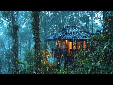 Relaxing Rain in the Misty Forest for 5-Minute Sleep - Light Rain and Distant Thunder