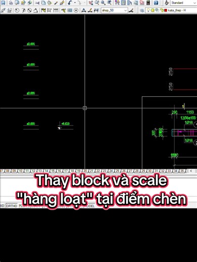 Thay block và scale hàng loạt tại điểm chèn#yeucad #autocad #autolisp #Scalehangloat #lisp