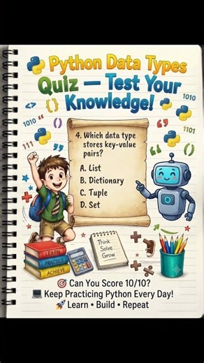 🐍 Python Data Types Quiz | Test Your Python Skills| Beginner Coding Quiz#quiz #python#datastructures
