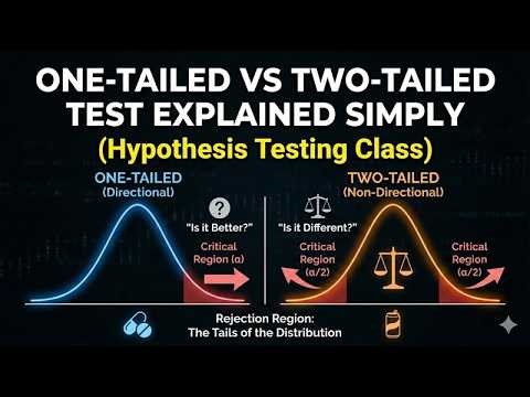 One-Tailed vs Two-Tailed Test Explained Simply (Hypothesis Testing Class)