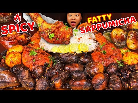 Fatty Buff Bone Marrow Mukbang | Traditional Newari Buff Dish with Spicy Chicken & Basmati Rice