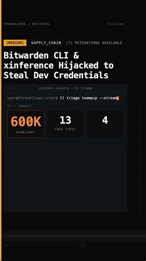 Bitwarden CLI & xinference Hijacked to Steal Dev Credentials