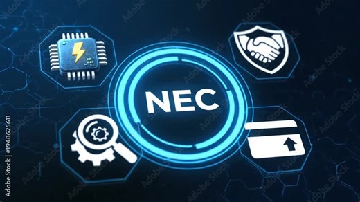 NEC acronym. National Electrical Code (NEC) is a U.S. standard for safe electrical design, installation, and inspection to protect people and property 4k video