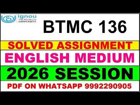 BTMC 136 solved assignment 2026 in English || btmc 136 solved assignment 2026 || ignou btmc136 2026
