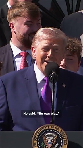 President Trump jokes with Hoosiers football players at White House