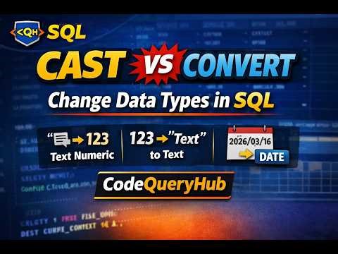 SQL CAST vs CONVERT Explained | Change Data Types in SQL Server | CodeQueryHub #sqlservertutorial