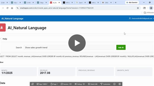 #ai #oracleapex #sql #real #data #technology #ai #artificialintelligence #aidashboard #dataanalytics #businessintelligence #automation #futureofwork #innovation #oracleapex #datadriven… | NIDHI CHATURVEDI