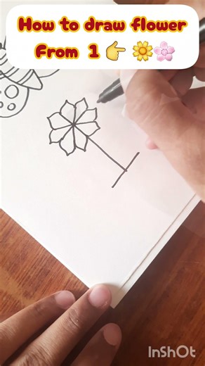 Draw a Beautiful Flower Using Number 1 🌸 Easy Trick Drawing #Shorts #drawing