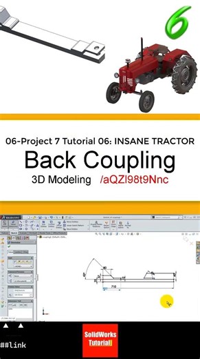 6- 3D Draft |Tractor|: Back Coupling #solidworks #tutorial #cad #drawing #engineering #automobile