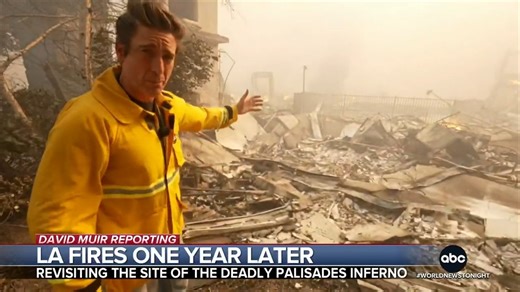 One year after the deadly Los Angeles wildfires that consumed homes and entire neighborhoods, David Muir returns to speak with families rebuilding their communities and what they hope the future holds. https://abcnews.link/g3fE5uQ | ABC News