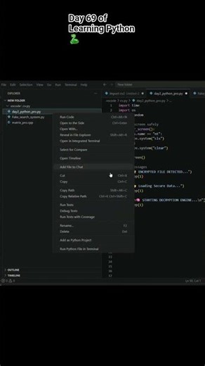 Day 69 — Python Decryption System 🔓💻Fake hacker-style data unlock using Python 🐍....