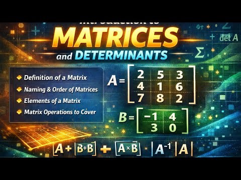 Introduction to Matrices and Determinants: Definition, Name/Order of Matrices, Elements of a Matrix