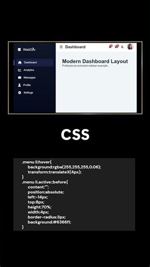 Responsive Sidebar Using HTML, CSS, and JavaScript #webdesign #htmlcss #coding #webdevelopment #css