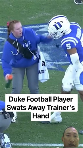 Duke Football Player Swats Away Trainer's Hand #nfl #nflhighlights #collegefootball #cfb