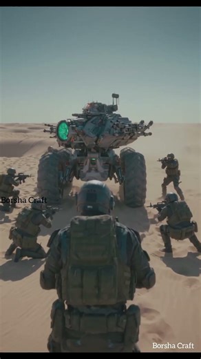 A powerful combat robot enters the battlefield with elite soldiers, armored tanks!