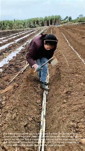 Planting Sugarcane: A Farmer's Hard Work in the Field