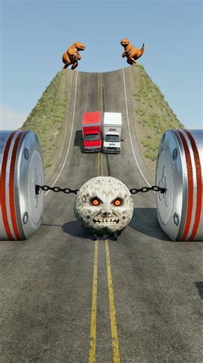 Cars & Cargo Vans vs Chained Hydraulic Crush - BeamNG.Drive