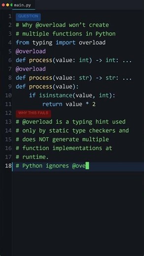Tricky Python Behavior: Why @overload wont create multiple functions in Python