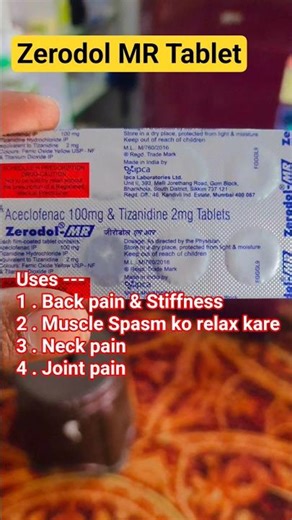 Zerodol MR tablet ! Aceclofenac & Tizanidine ! Muscle relaxant Pain killer #medicine #viralreels