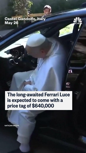 Pope Leo gets behind the wheel of Ferrari's first fully electric car