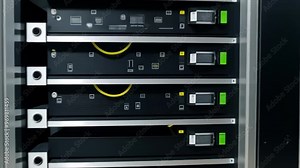 A view of stacked servers in a data center showcases advanced technology and efficient design for digital infrastructure