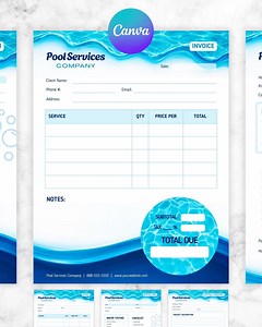 Pool Service Forms & Invoice Templates | 3 Form Bundle | Instant Download | Editable in Canva - Etsy Canada