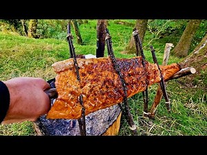 Buscraft SALMON best option for Camping ASMR Campfire Cooking ( Relaxing Sounds)