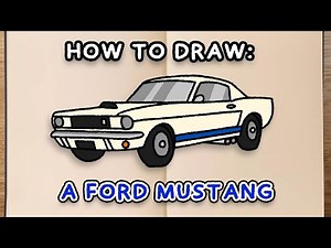 How to draw and colour! A FORD MUSTANG (step by step drawing tutorial)