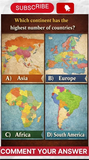Which continent has the highest number of countries? #shorts