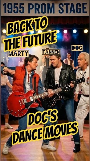 Doc Digs the Jam: Biff & Marty Rock Johnny B. Goode #chuckberry #bttf #johnnybgoode #docbrown #aiart