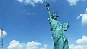 3D animation of Statue of Liberty against the sky