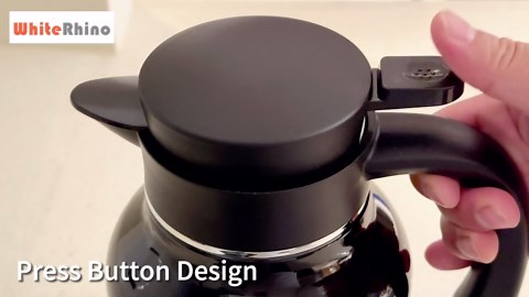 WhiteRhino 68oz Thermal Coffee Carafe,Black Coffee Carafes for Keeping Hot,Thermos Beverage,Stainless Steel