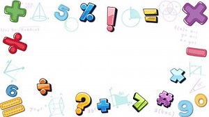 Background full of math signs and symbols with formula border frame template.