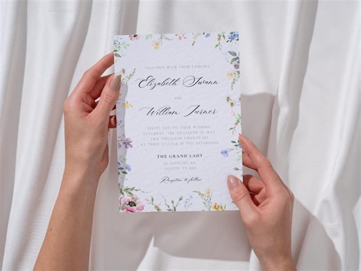 Simple Spring Floral Wedding Invitation Template - Etsy