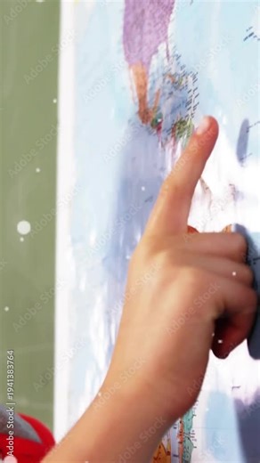 Vertical video: pupil tracing map with finger in class peer joining overlay appearing for learning