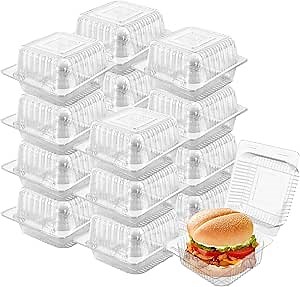 200 Pack 5 x 5 inch Clear Plastic Disposable Clamshell Container,Hinged Take Out Clamshell Dessert Container with Lid Takeout Tray Disposable Food Clamshell Containers for Dessert,Cakes,Sandwiches