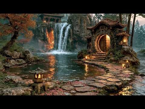 Healing Music For Deep Sleep - Relaxing Waterfall Sounds And 528Hz Meditation Forest Ambience
