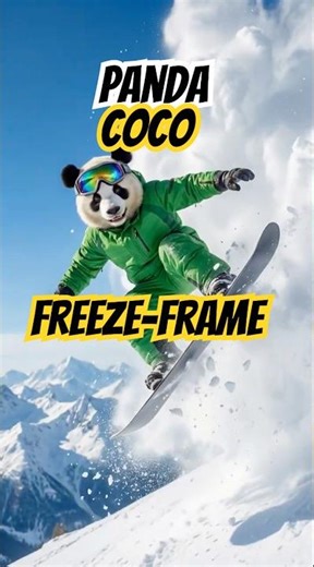 Skiing Freeze‑Frame – Panda Coco Oficial on the Jump Line