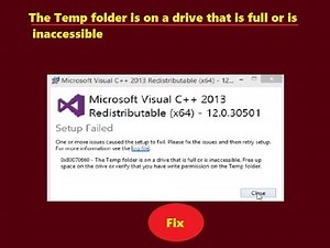 The Temp folder is on a drive that is full or is inaccessible. Fix
