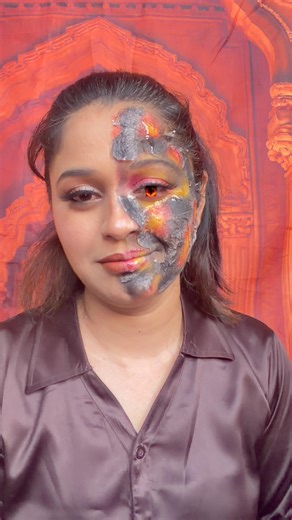 Half Burn Face Makeup 🔥 Easy DIY SFX Look #shorts