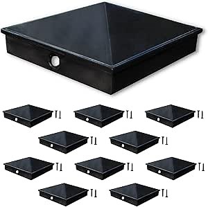 WeatherPRO 4x4 Fence Post Caps – Black (3.5”), Never Have to Replace These Premium Post Caps Made with Solid Aluminum - Powder Coating Will Never Fade, Sold by U.S. Company (10 Pack)