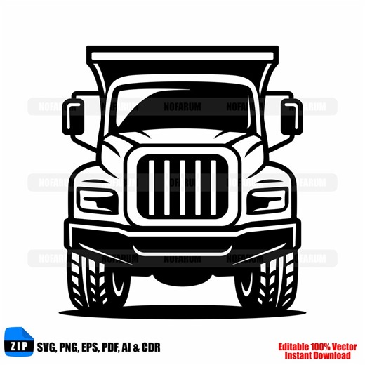 Heavy Truck Front SVG Silhouette, Commercial Transport Vehicle Icon, Cargo Hauler Graphic - Etsy