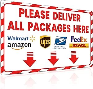 ALKB Delivery Sign for Packages Please Deliver All Packages Here Arrows - Delivery Instructions for Outdoor Use, 8x12 Inch