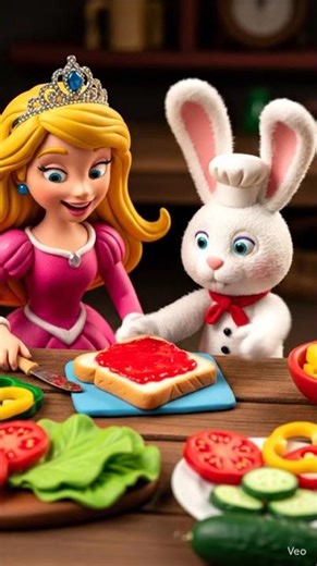 Princess and bunny making a sandwich #animation #princesscartoon #princess