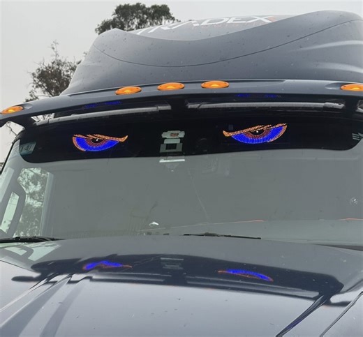 CHP reminds truckers that those 'angry eyes' LED windshield lights aren't road legal