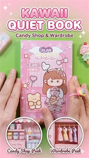 Kawaii Paper Doll Quiet Book 🌸 Candy Shop & Wardrobe Scenes | Aesthetic Papercraft