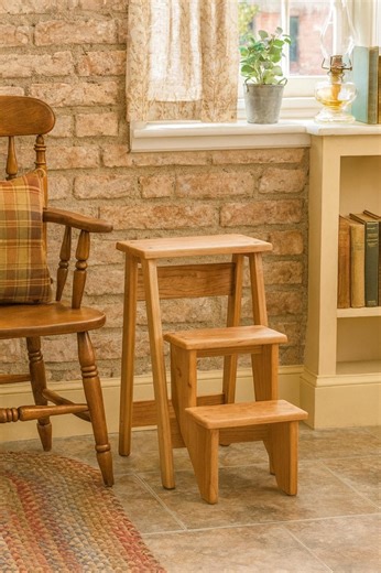 Handcrafted Cherry Wood Step Stool 22x14x8 | Solid One-piece Top Folding Wooden Stool | Rustic Farmhouse Decor Gift - Etsy