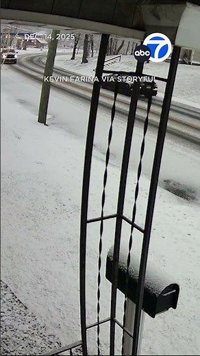 Out of control truck smashes into pole on icy road